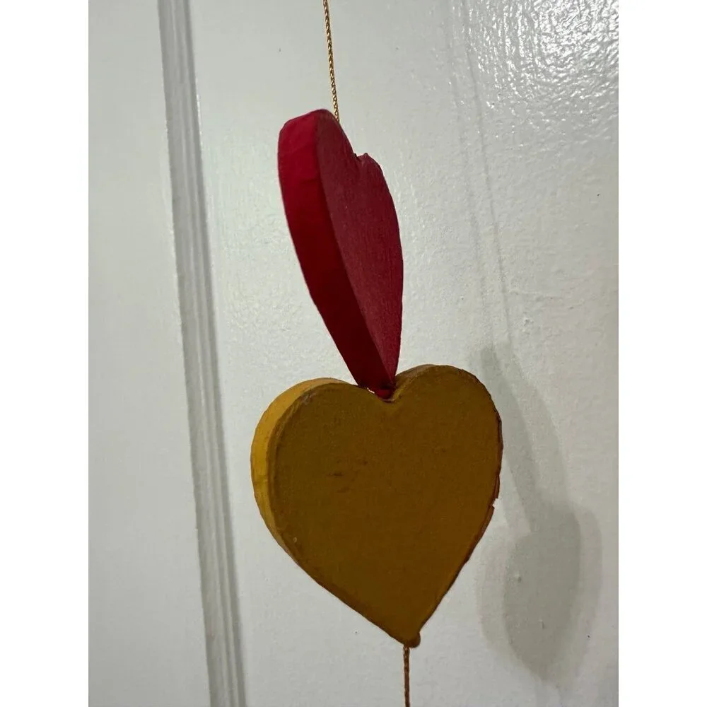 Colorful, wooden garland, heart strand